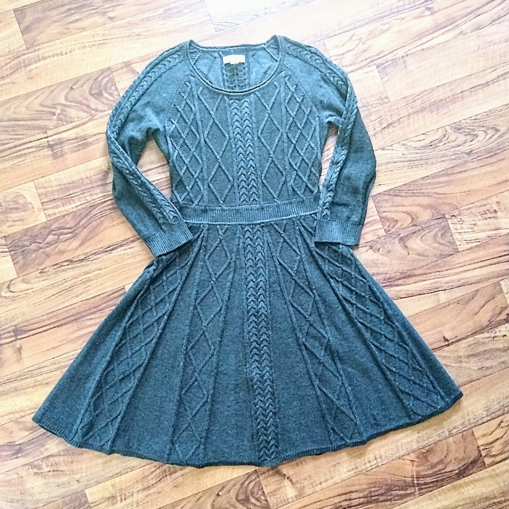 Calvin Klein long sleeve cable knit sweater dress fit & flair